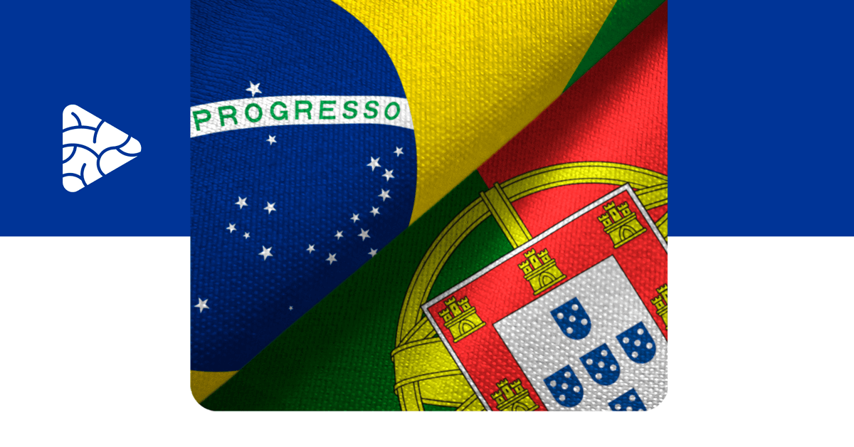 Foto da bandeira do Brasil ao lado da bandeira de Portugal, representando a parceria entre Brain, UFU e Portugal.